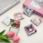 Cute Sanrio Kuromi Small Mirror High Beauty Portable Makeup Mirror Student Dormitory Folding Makeup Mirror