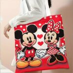 Cartoon Mickey canvas bag women's new trendy tote bag, college student class single shoulder tutoring bag