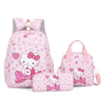 Three piece set of children's backpack girls' student backpack KT cat backpack cartoon backpack high appearance and cute backpack
