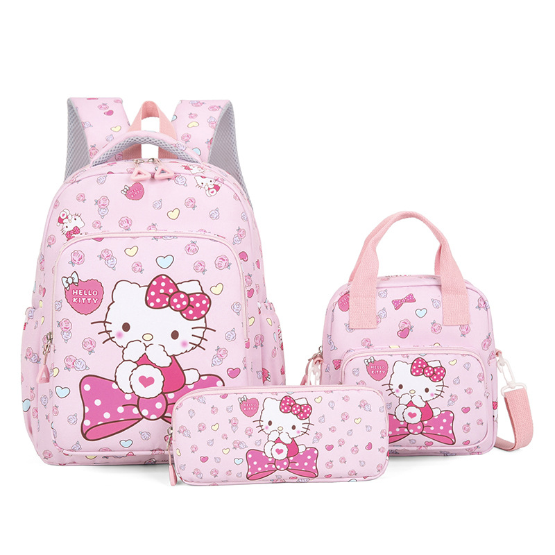 3 Three piece set of children's backpack girls' student backpack KT cat backpack cartoon backpack high appearance and cute backpack - Image 1
