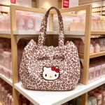 Leopard print bag with hand gift bag embroidered Kitty cat handbag, cute Kitty cat Korean women's bag