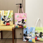 Cartoon Mickey canvas bag women's new trendy tote bag college student class single shoulder tutoring bag