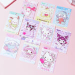 Sanrio Shaped Sticky Notes, Kawaii Hello Kitty Kuromi My Melody Cinnamoroll Pochacco Pompompurin Hangyodon Die-Cut Sticky Note Pad, Cute Memo Tabs for Journal Planner Scrapbook