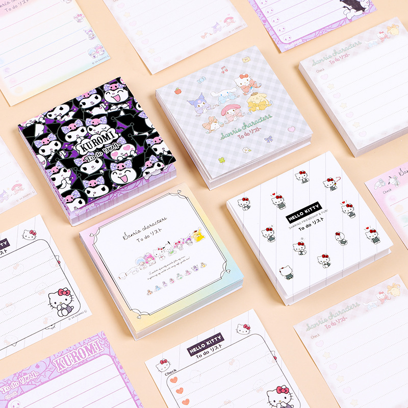 主图1 Sanrio Square Memo Notepad | 200 Sheets Non-Sticky Decorative Note Paper, Hello Kitty Kuromi My Melody Cinnamoroll Kawaii Stationery - Image 1
