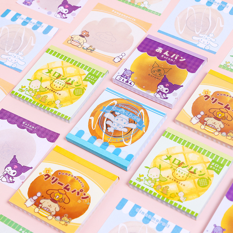 主图1 Cinnamoroll Bakery Square Memo Pad, 80 Sheets Non-Sticky Decorative Note Paper, Kawaii Bread Design Sanrio Stationery - Image 1