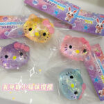 Cute Hello Kitty Maltose Squishy Toy, Transparent Glitter Squeeze Fidget Toy, Kawaii Stress Relief Decompression Toy, Individually Packed