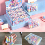 Crispy Candy Food Squishy Fidget Toy, Donut Chocolate Stress Squeeze Toy, Kawaii Simulation Food Decompression Toy with Plastic Storage Box