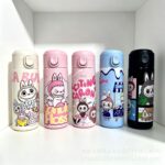 New Labubu Pea Cup 304 Vacuum Cartoon Insulated Cup with Elastic Buckle Portable and Cute Direct Drinking Water Cup