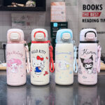 Sanrio children's thermos cup, cute and high looking girl, straw cup for students to go to school, portable double drinking cup