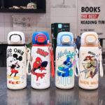 Cartoonchildren's thermos cup, cute and high looking girl, straw cup for students to go to school, portable double drinking cup