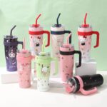 40oz Cross border Giant Handle Car Cup 304 Stainless Steel Car Cooling Ice King Cup Straw Cup High Beauty