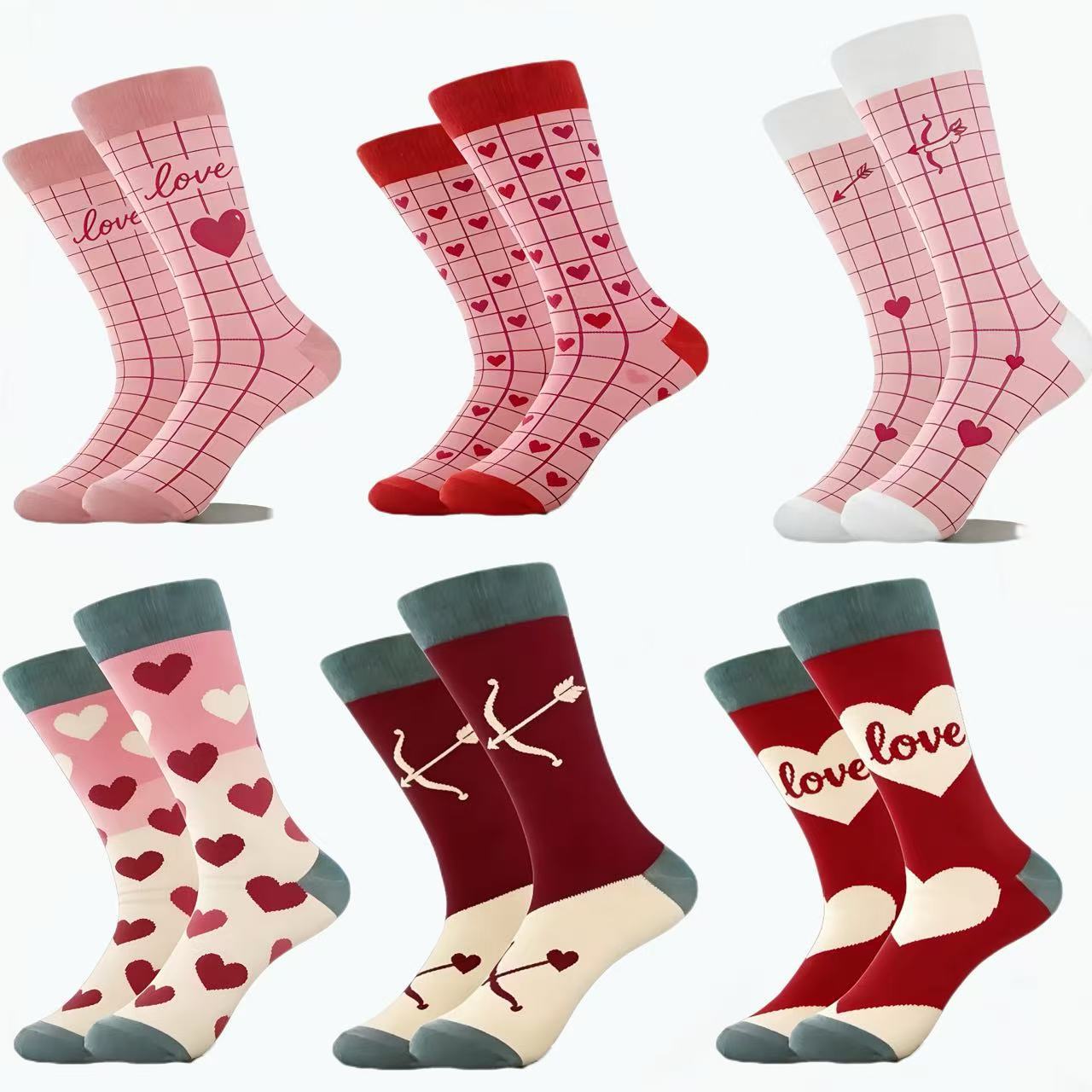 0 New Valentine's Day Love-themed Mid-Calf Trendy Socks for Women - European & American Ins Trendy Streetwear Mid-Calf Socks - Image 1