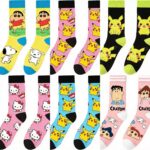 Japanese cartoon socks new anime cute mid tube men's and women's socks Pikachu trendy socks cross-border spot manufacturer