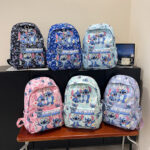 Backpack for junior high school girls, new cartoon printed Stitch, large capacity trendy high school girls backpack for the start of school season