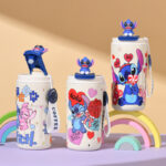 Cross border popular cartoon Stitch doll pattern coffee cup straw cup stainless steel insulated cup high-value water cup