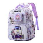 Labubu cartoon backpack for children, large capacity lightweight backpack for boys and girls, elementary school backpack