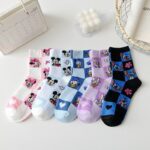 Cute cartoon socks children's combed cotton mid tube women's socks anime cartoon long tube socks casual trendy socks wholesale