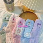 Winter Colorful Dot Melody Trio Socks Children's Coral Velvet Thickened Warm Middle Socks Cute Cartoon Sleep Socks