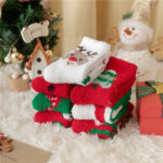 Christmas Socks Mid Barrel Christmas Tree Slippers, Winter Christmas Elk Coral Velvet Christmas Gifts Warm Socks