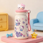 High looks girls' straw insulated cup 316 stainless steel cute cartoon coffee cup with lifting rope portable water cup