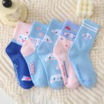Manufacturer's socks children cartoon blue series combed cotton tube women's socks mid tube socks Sanrio new versatile cotton socks