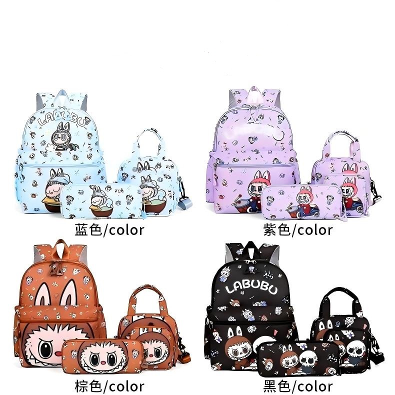 6 Labubu cartoon backpack for children, large capacity lightweight backpack for boys and girls, elementary school backpack - Image 1