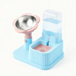 Adjustable Height Cat Water Food Bowl 2-in-1 Stainless Steel Pet Bowl Large Capacity Non-Slip Automatic Water Dispenser