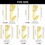 Wholesale Picture Hanging Kit, 20Lb, 30Lb, And 50Lb Picture Hangers, Gold Metal Metal Picture Hanging Hooks With Nails