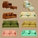 ODM 1:12 Scale Miniature Simulation Furniture Brown Leather Single Sofa with Footrest/Double Sofa Suitable for Miniature House Decorations
