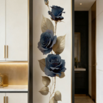 Blue and gold rose wall stickers, water-resistant and moisture-proof, for beautifying the walls