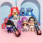 K-pop Cartoon Character 3D Silicone Keychain, Cute Idol Figure Bag Pendant with K-pop Wrist Strap