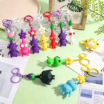 Pikmin 3D Silicone Keychain, Cute Game Character Figure Pendant Keyring for Backpack & Car Keys