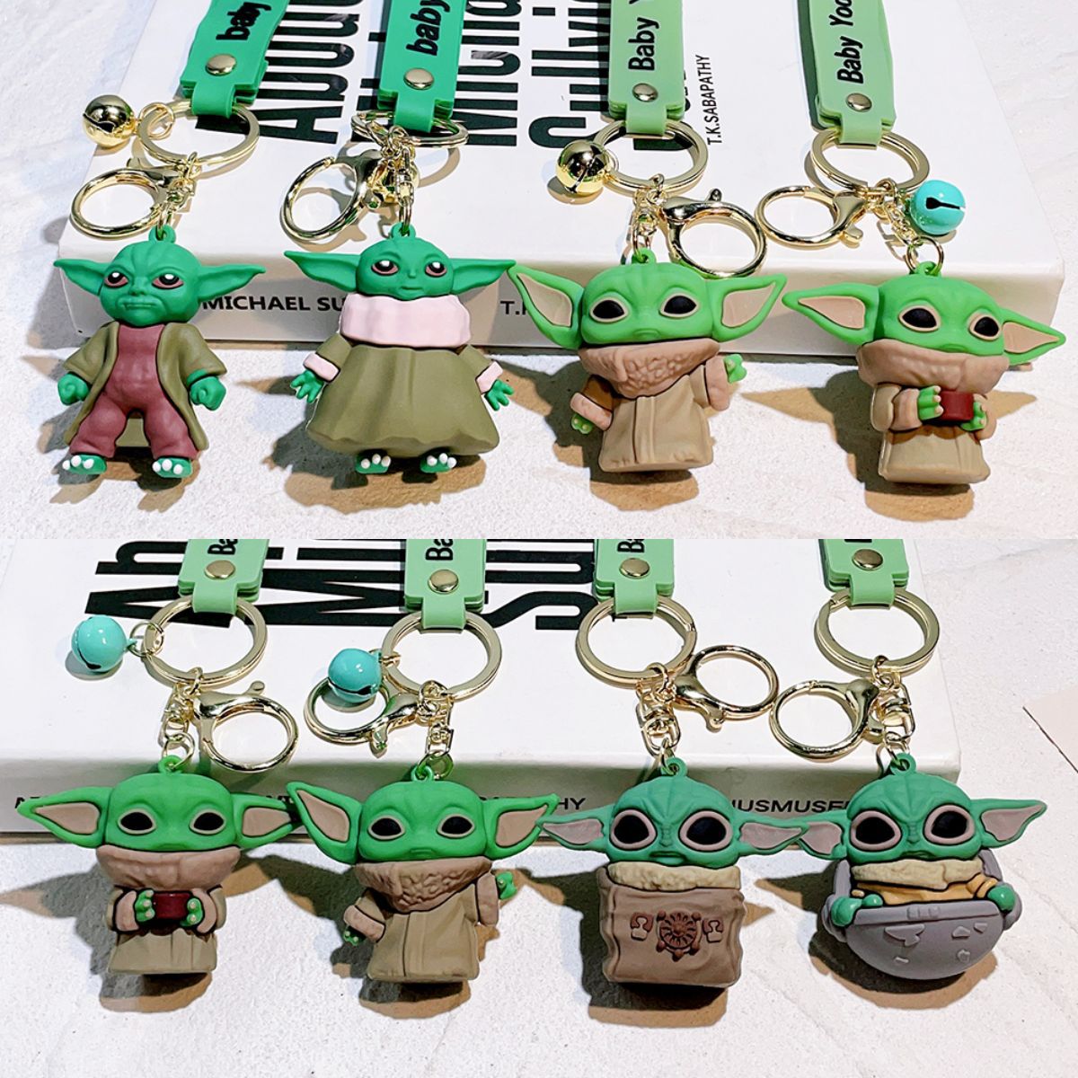 主图1 Star Wars Baby Yoda Grogu 3D PVC Keychain, Cute Mandalorian Figure Bag Charm Key Ring - Image 1