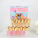 Stitch Clear Color Changing Lip Oil Gift Set, Kawaii Lilo & Stitch Moisturizing Glossy Lip Oil with Pearl Handbag Box