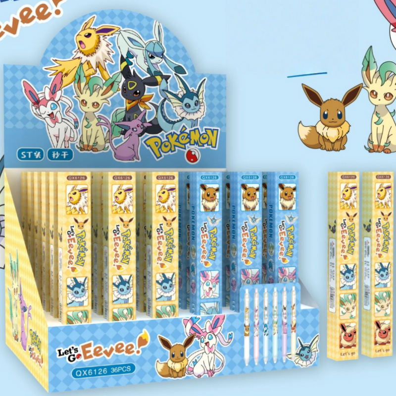 主图1 Let’s Go Eevee Anime Blind Box Pen, Kawaii Student Writing Stationery - Image 1