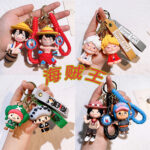 One Piece 3D PVC Keychain, Luffy Nika Zoro Chopper Law Ace Anime Figure Bag Charm