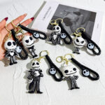 The Nightmare Before Christmas Jack Skellington Keychain, 3D PVC Skeleton Figure Bag Charm