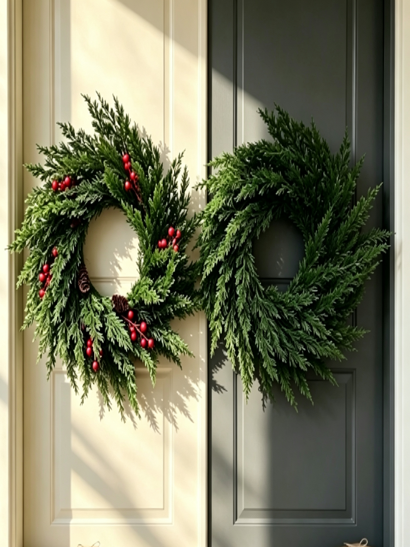 修改图片去水印 (3) Christmas artificial wreath, artificial pine and cypress leaves, diameter 40cm, plastic material, suitable for holiday decoration - Image 1