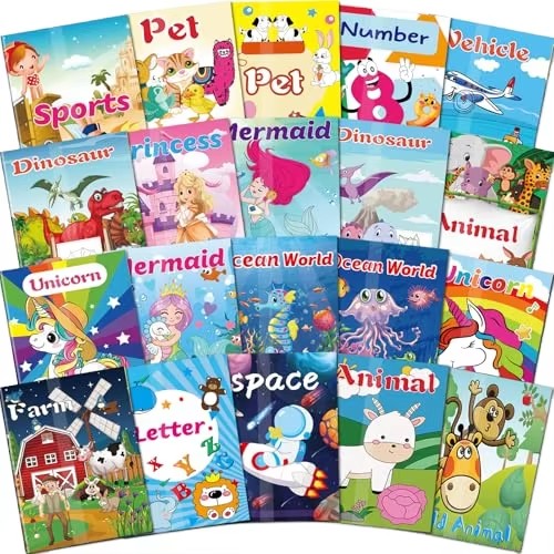 He6e3a9c52fb348128a1274820f1d9f95M 10pcs/Pack Children's Coloring Book and Sticker Set – Cartoon Early Education Sticker Book & Coloring Book for Toddlers - Image 1
